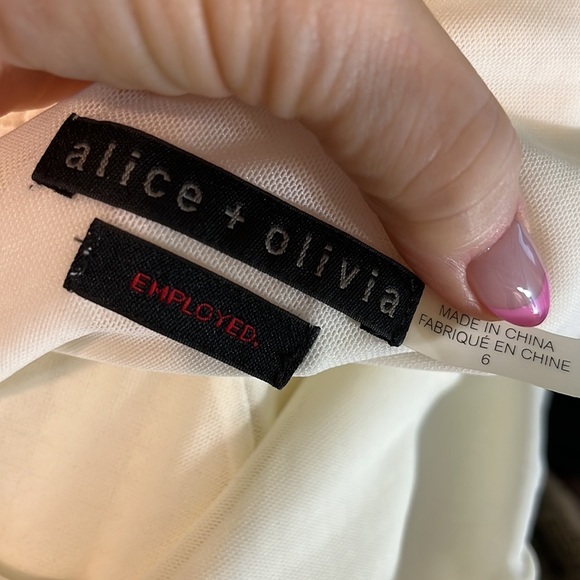 Alice + Olivia Employed Dress V-neck Sleeveless Ivory Size 6 Back Zipper - Picture 7 of 9